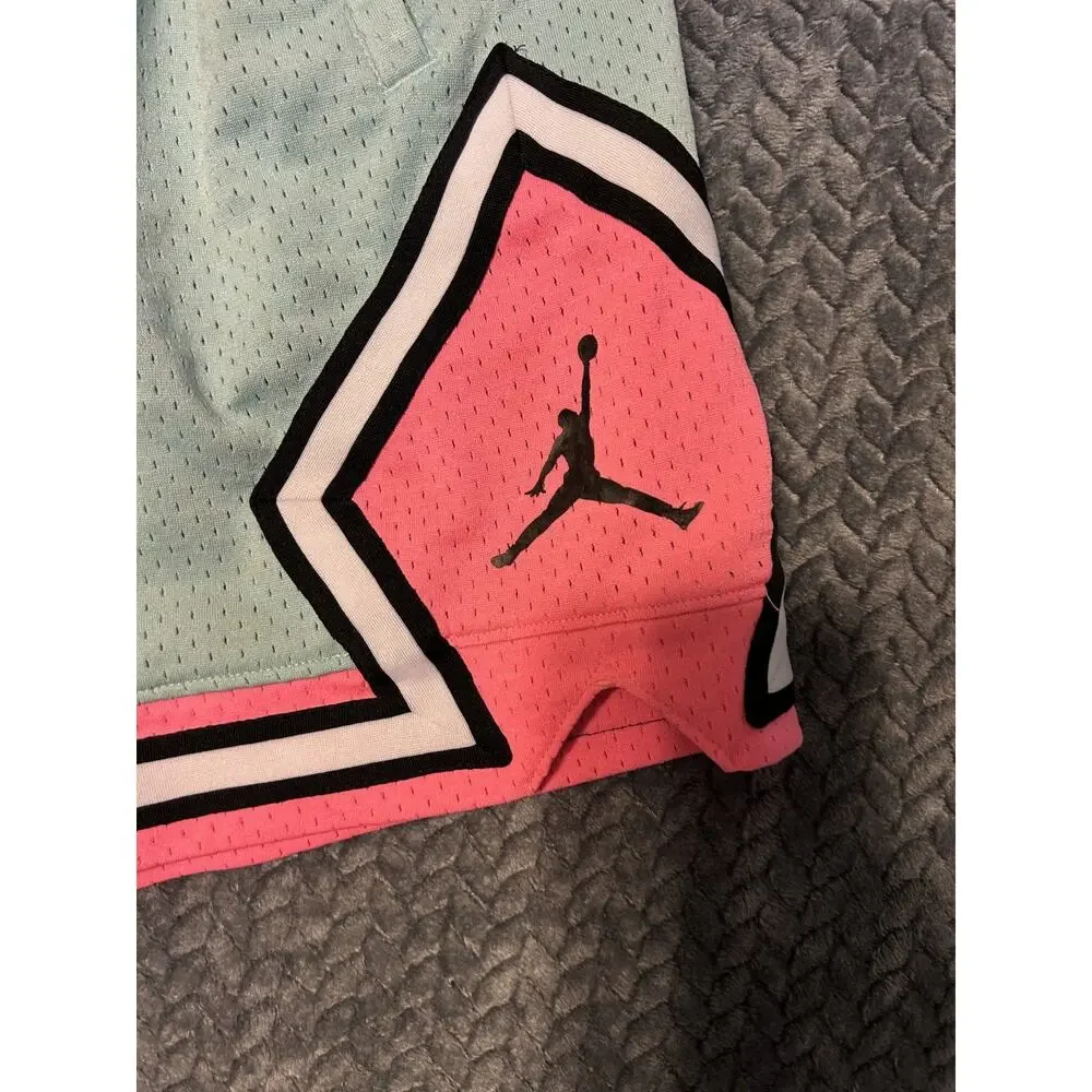 Jordan Essential Diamond Shorts Women's Small Gray Pink Mesh Standard Drawstring